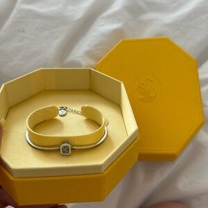 NEW Swarovski Una Bangle bracelet - Octagon cut, Pavé, Blue, Rhodium plated